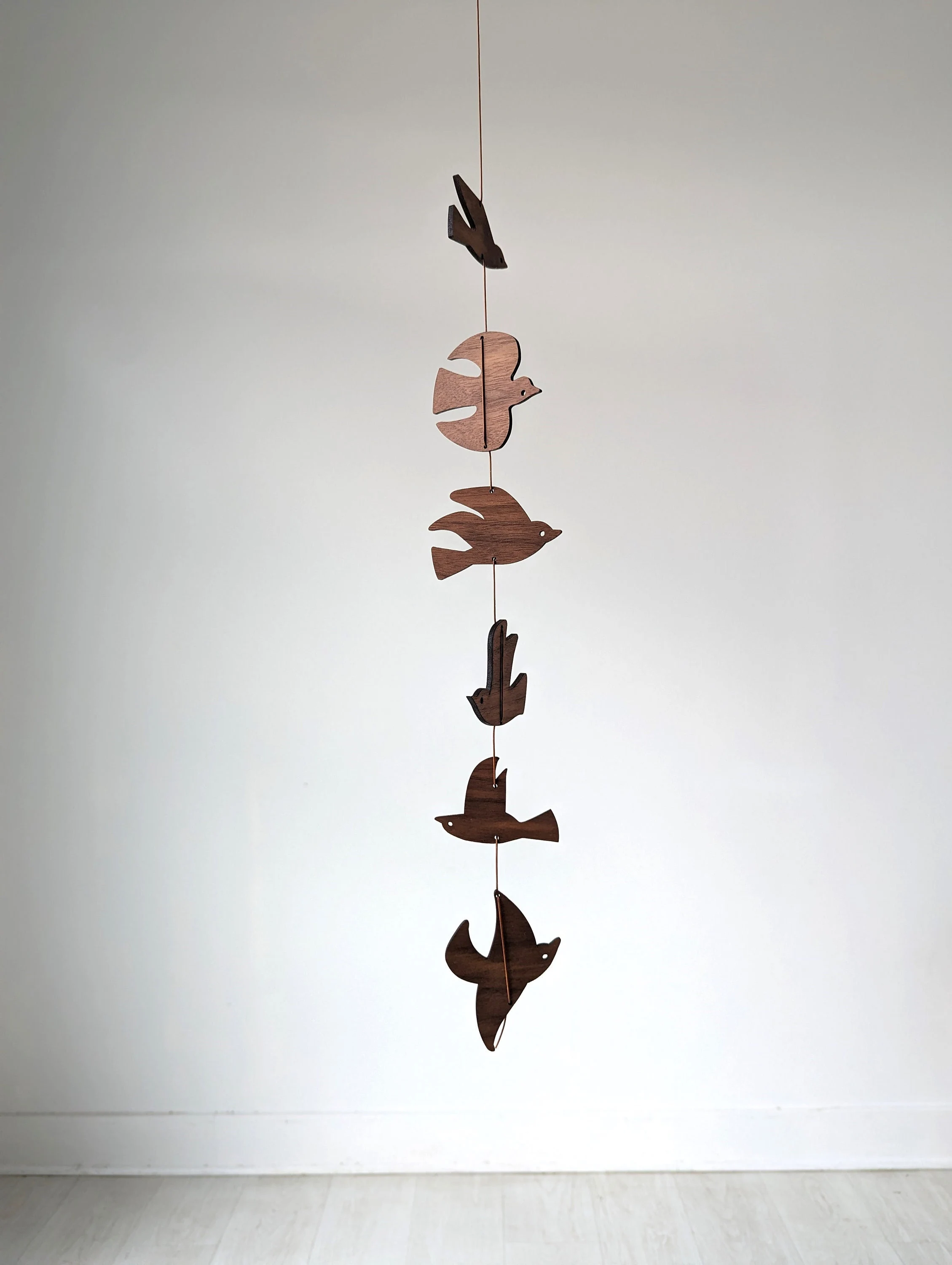Birds in Flight Mobile - Wooden Garland - Flying Birds Design