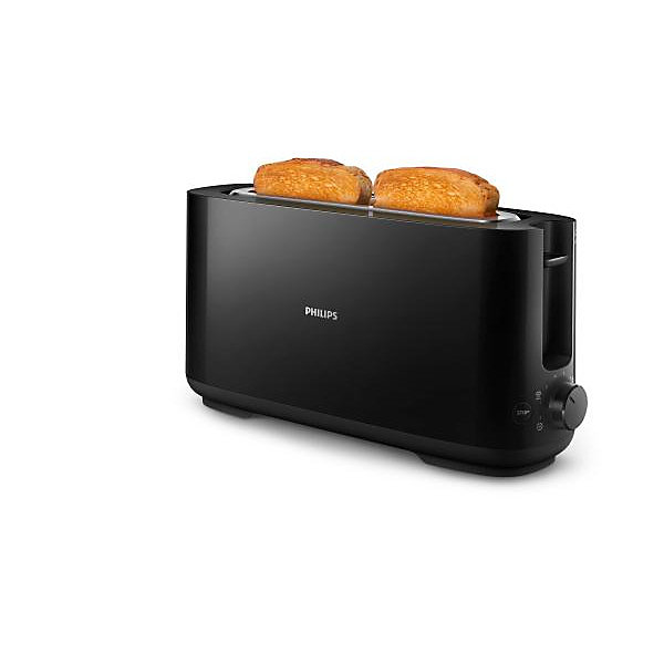 Grille Pain - Toaster ElectriquePhilips Daily Collection a fente longue, 8 réglages, ramasse-miettes amovible - Noir