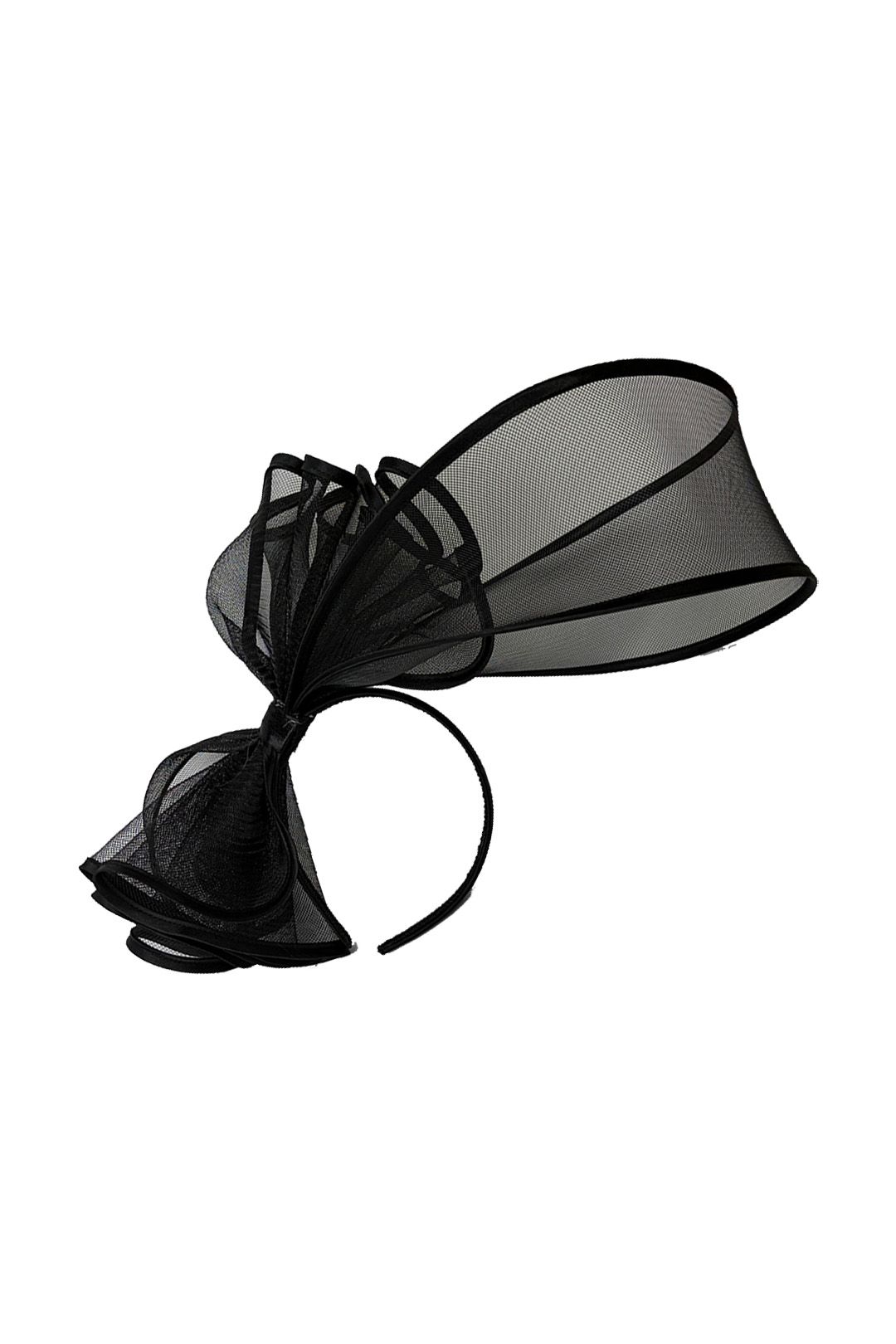 Vellin Large Mesh Loop Fascinator Headband with Structured Bow-Knot Design