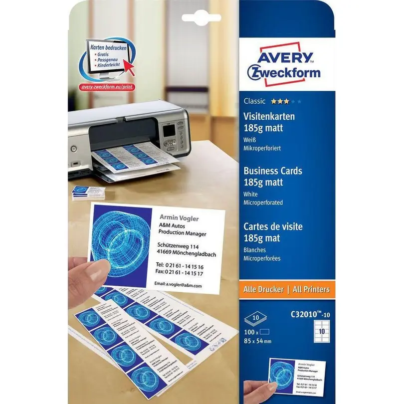 Etiketten 100er-Set Visitenkarten-Etiketten Laser