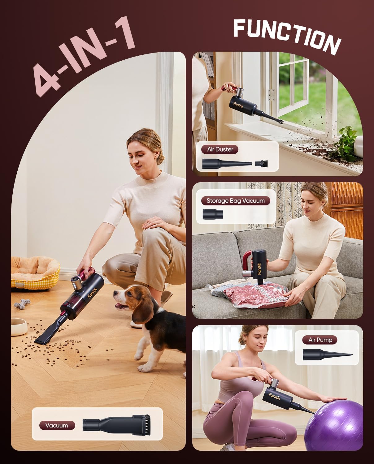 Fanttik Cruise V11 APEX Handheld Vacuum Cordless, 4-in-1 Vacuum Cleaner with 180° Rotatable Handle, 145W Brushless Motor, LED Touch Screen, 3 Suction Modes for Home Corners, Kitchen, Car, Crevices