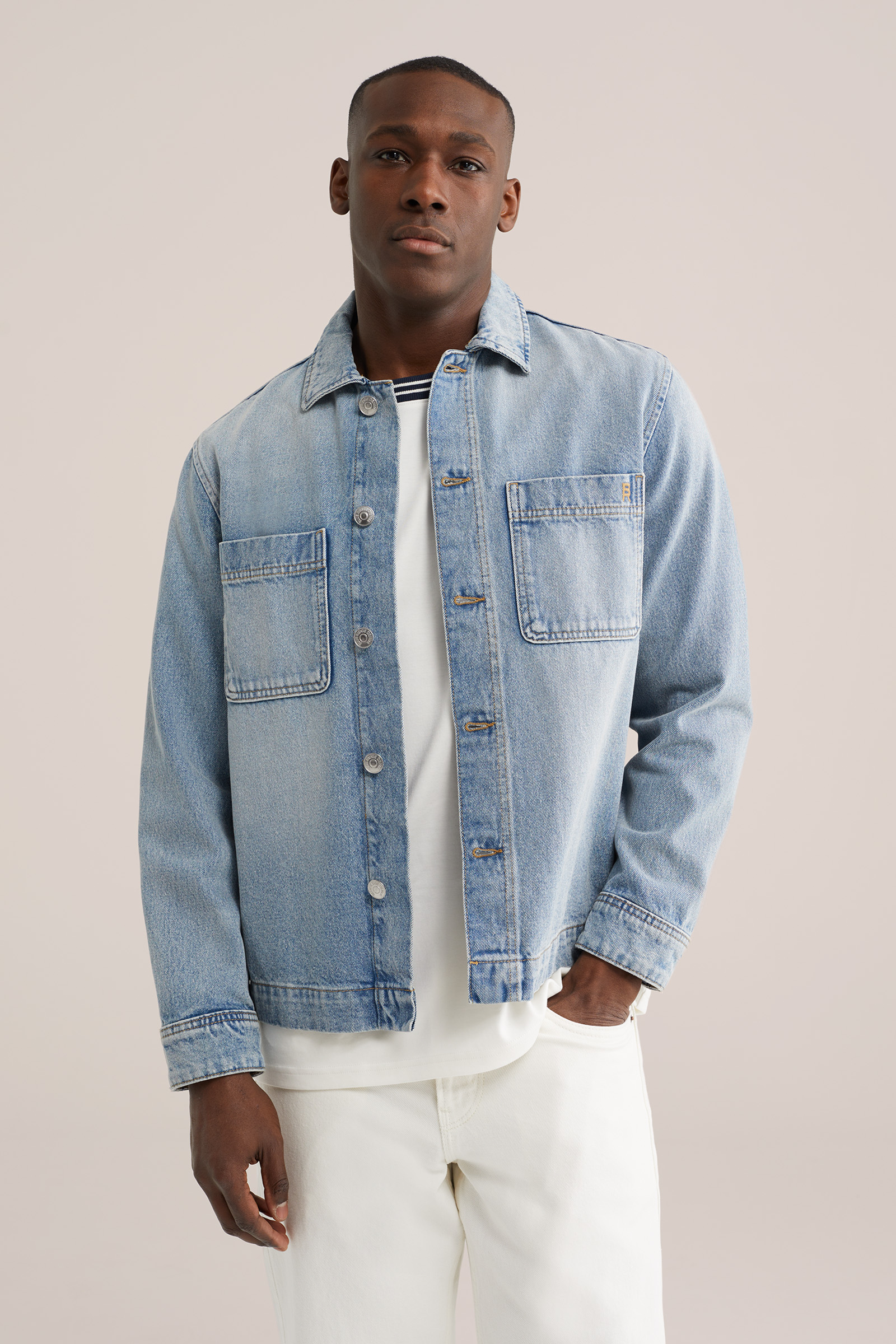 Heren regular fit denim overshirt