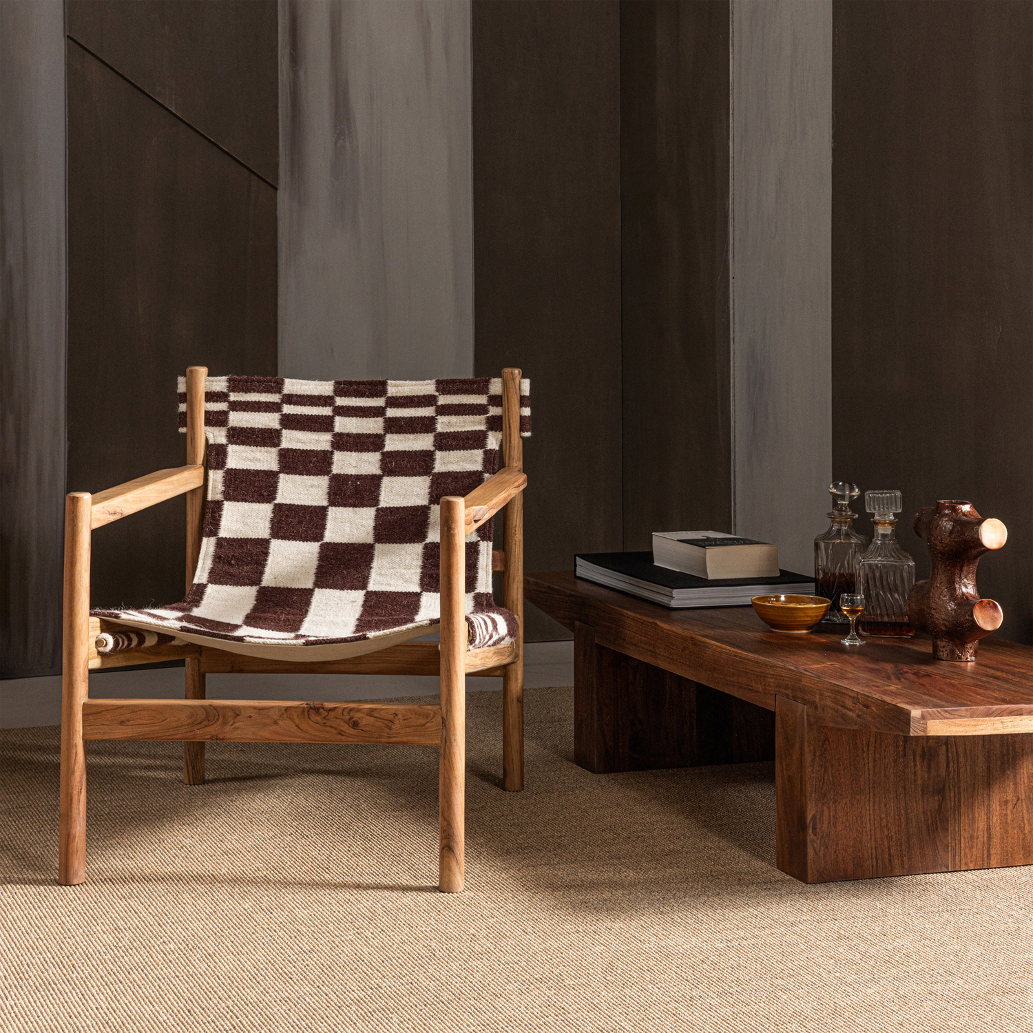 WOOOD Zano Fauteuil Met Houten Frame - Hout - Naturel Bruin - 76x73x67