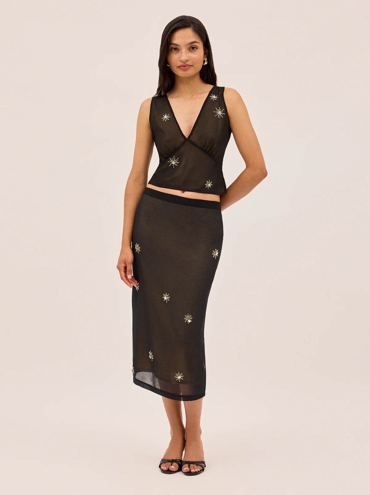 Jacqueline Black Embellished Skirt