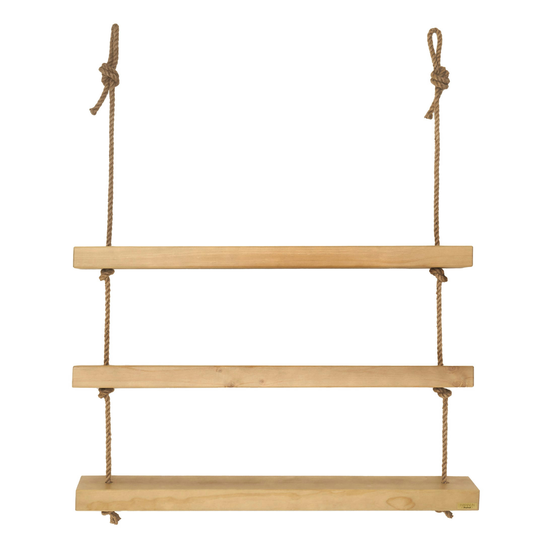 MAKEMBA - Etagère suspendue en bois de couleur naturelle 3 étages 100 cm