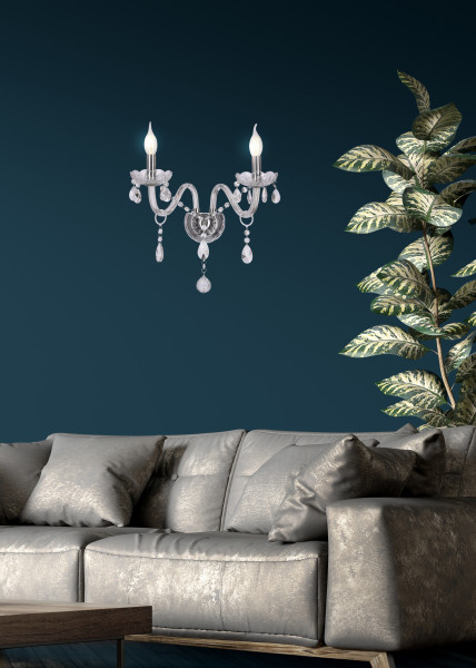 Lampa kinkiet CRISTALLO chromowy 2x40w e14 transparentny