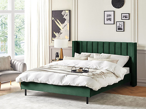 Lit avec sommier Velours VILLETTE 180 x 200 cm Vert foncé