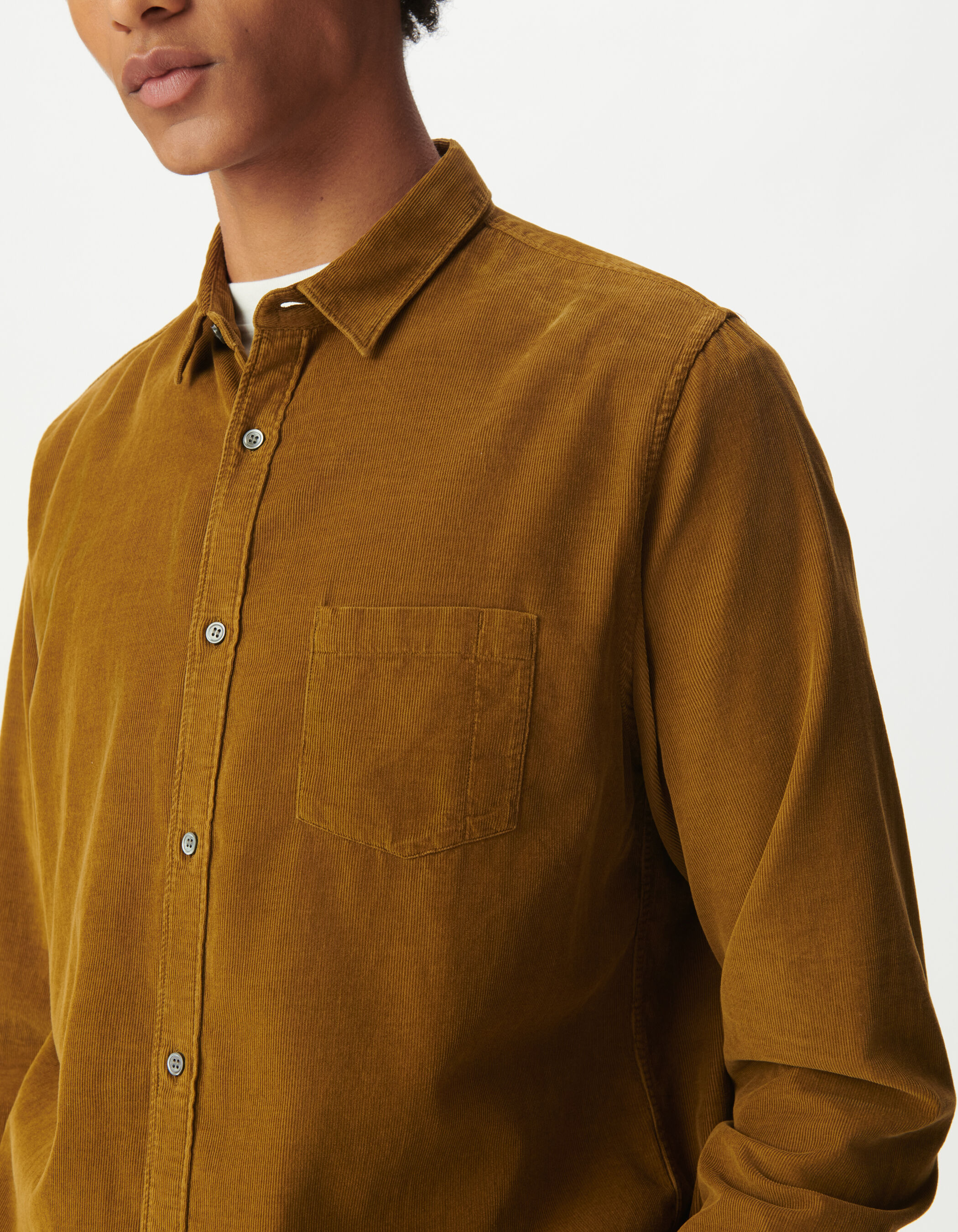 Chemise regular marine coton bio velours milleraies Homme