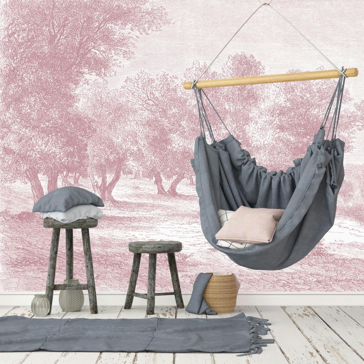 - Papier peint panoramique Gravure les oliviers 390x270cm