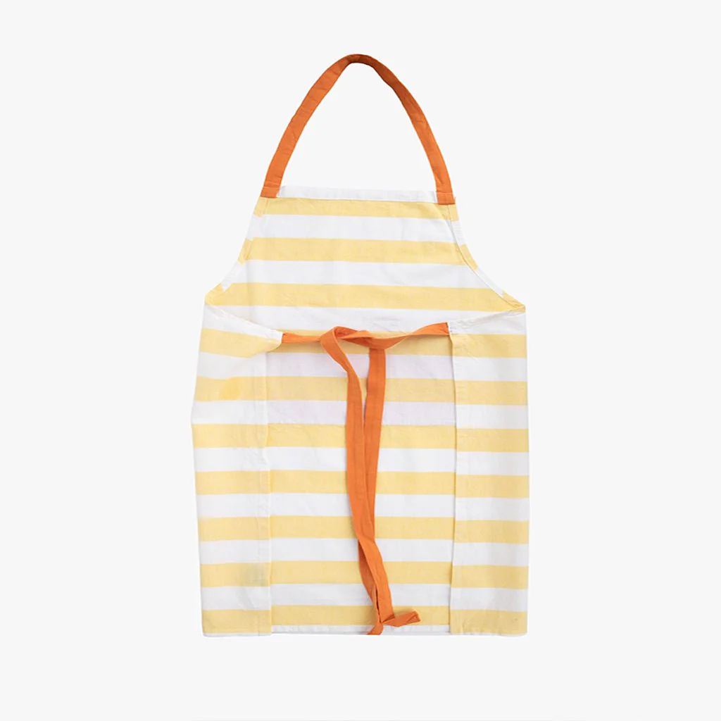 Avental de Algodão Riscas Amarelo com bolso Laranja TÂNGER