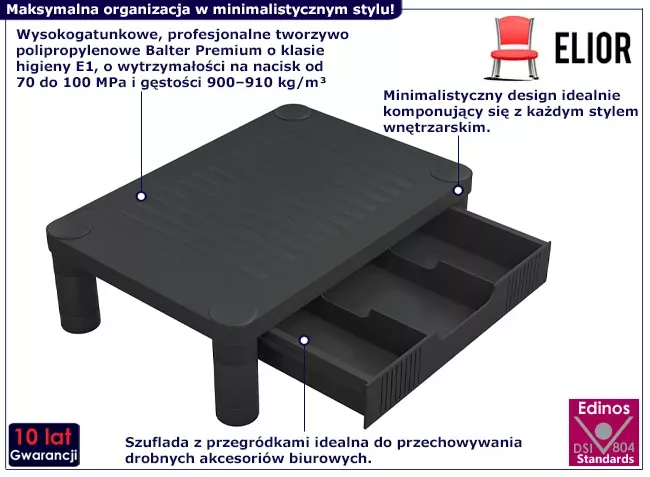 Nowoczesna podstawka pod monitor z szufladą - Avreon