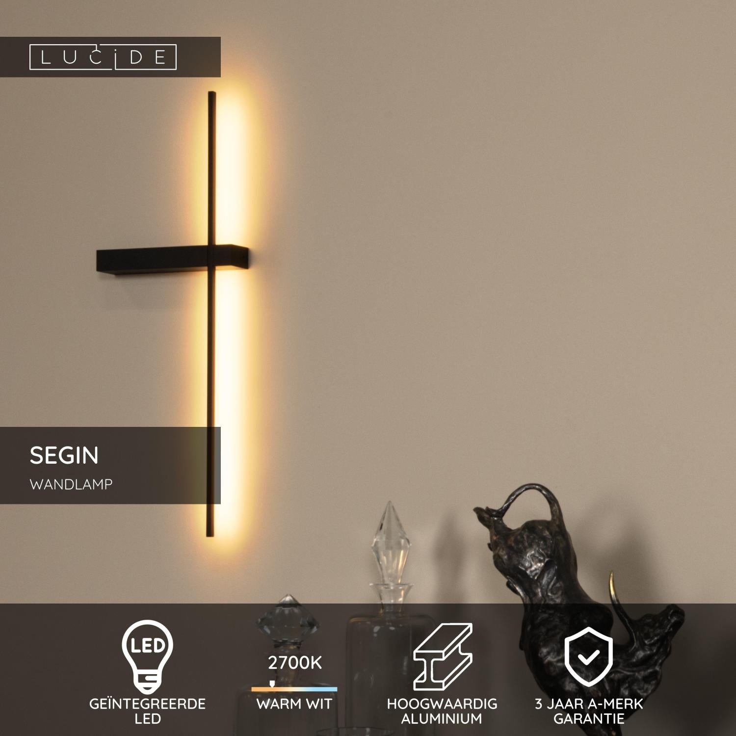 Lucide SEGIN Wandlamp - Zwart
