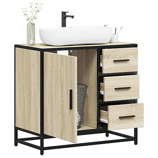 Armoire lavabo de salle de bain chêne sonoma bois d'ingénierie vidaXL