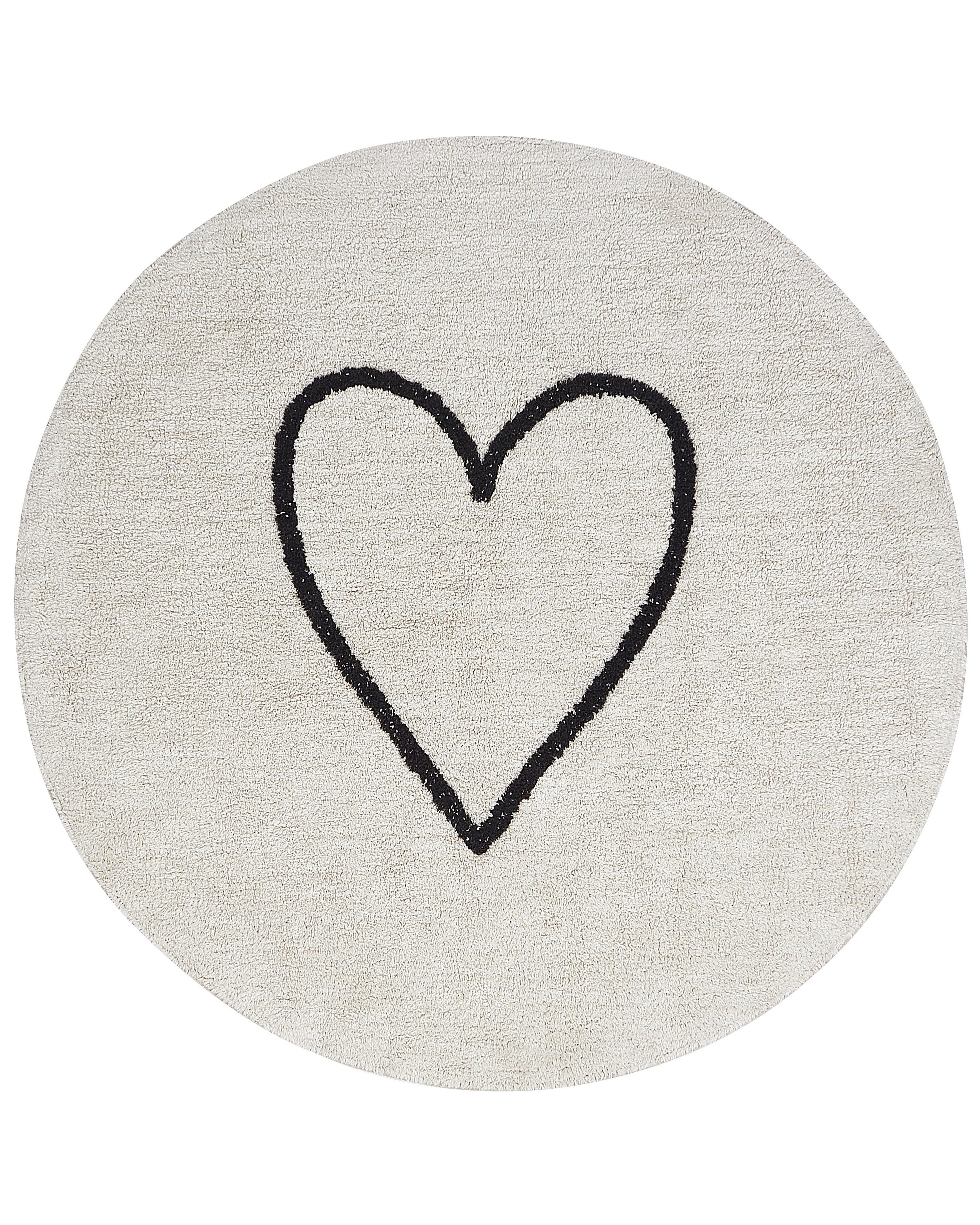 Kids Rug HEART Beige ? 140 cm Cotton