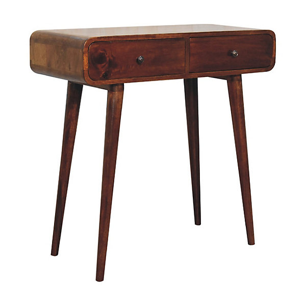 Artisan Furniture Bois massif châtaignier courbé Hallway Table, 2 tiroirs, marron foncé