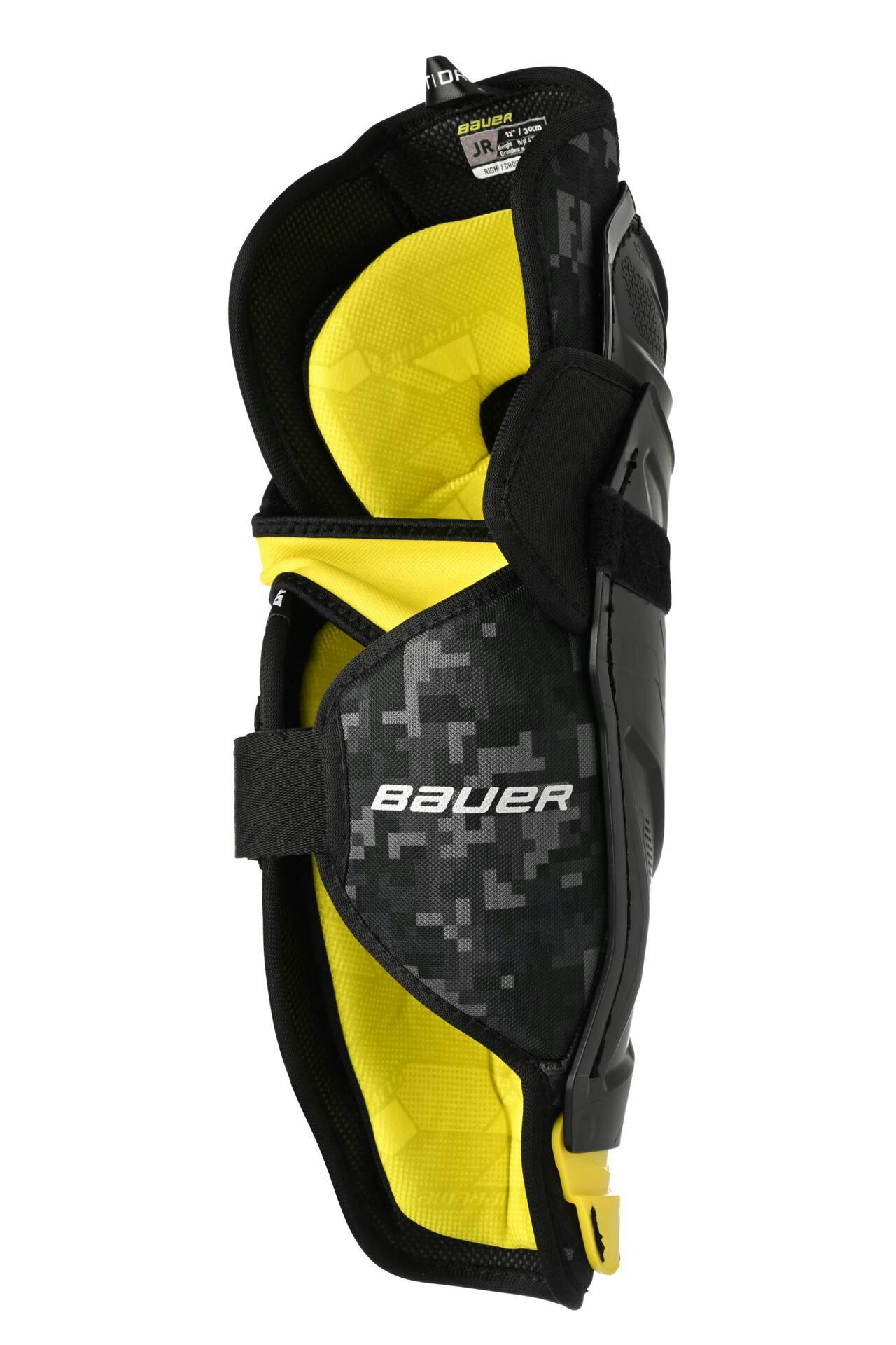Bauer Supreme M3 Hockey Shin Guards, Junior, Black/Yellow, Assorted Sizes