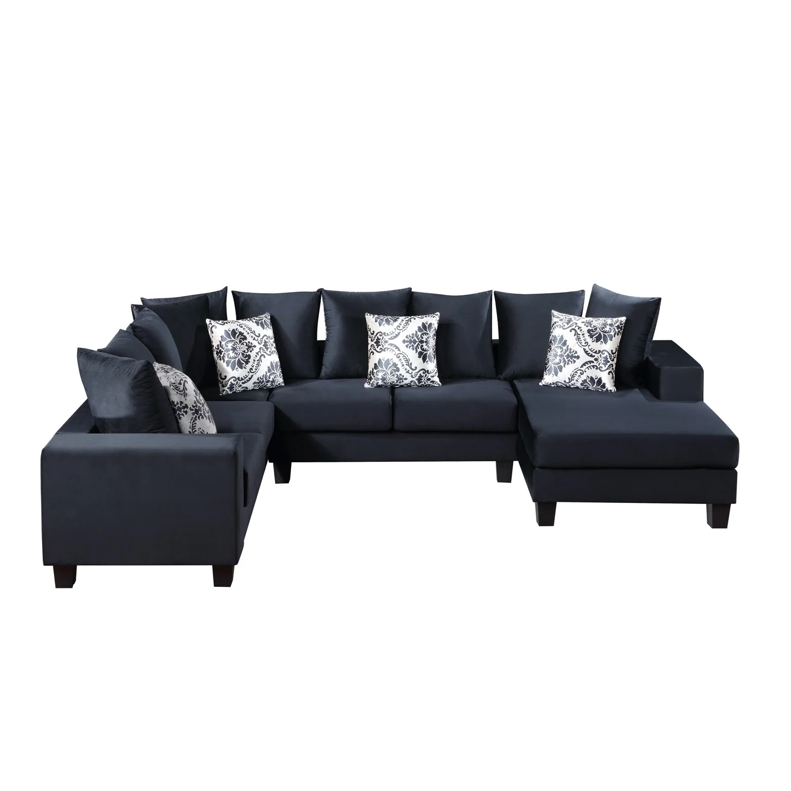 Modern U Shaped Sectional Sofa with Chaise and Accent Pillows and Supportive Seating for Living Rooms or Family Spaces