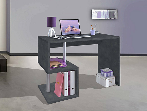 Bureau Dgyombe, Bureau PC Linéaire, Table de bureau polyvalente, Bureau gain de place multi-positions, 100x50h78 cm, Ardoise