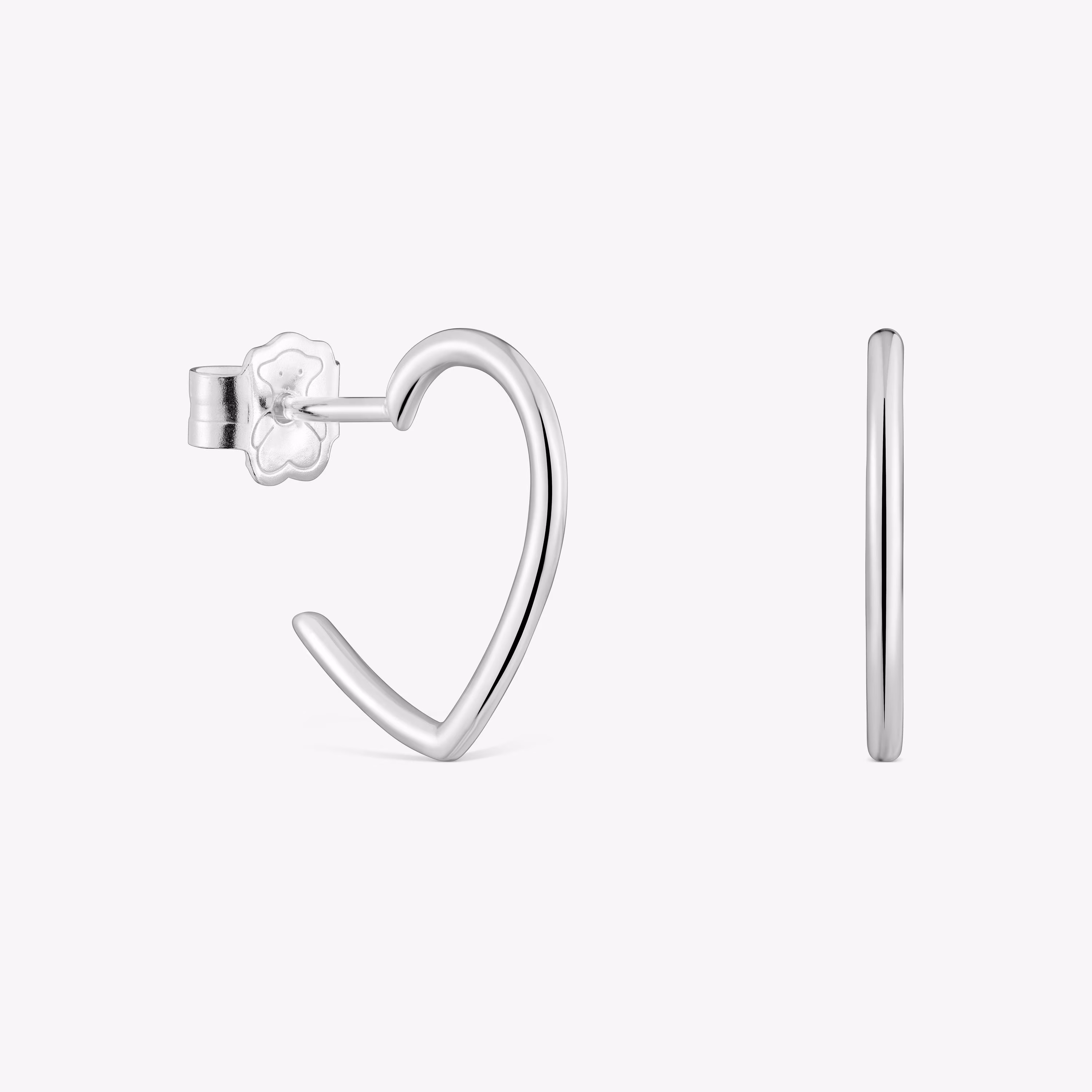 Pendientes aro de plata motivo corazón New Silueta