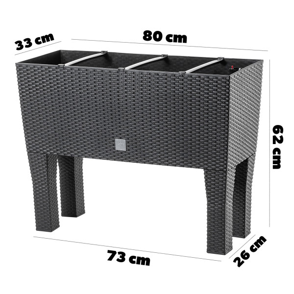 Kadax Donica Skrzynka 80cm Wkład Nóżkach Antracyt