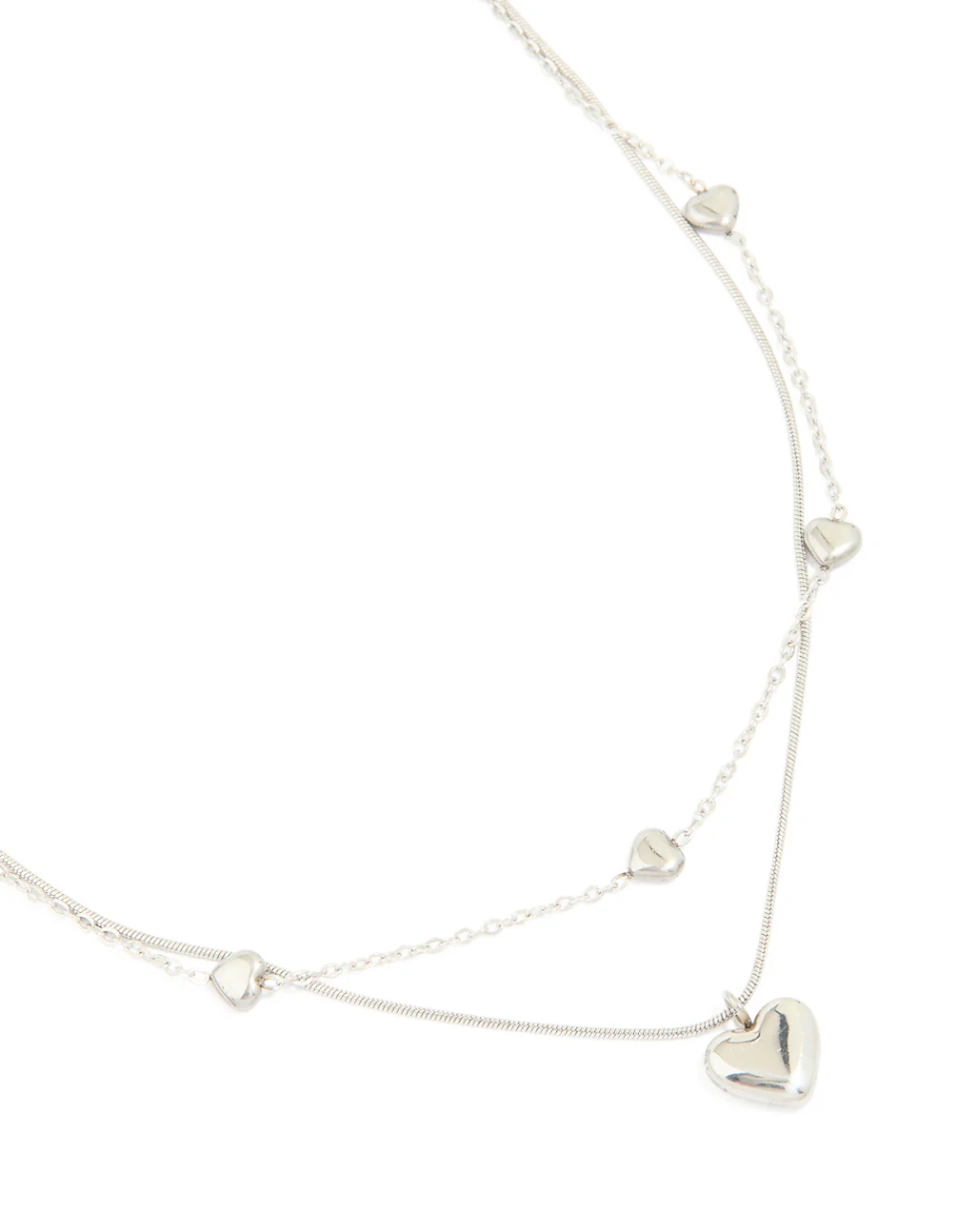 Waterproof Stainless Steel Multi Heart Charms Layered Necklace