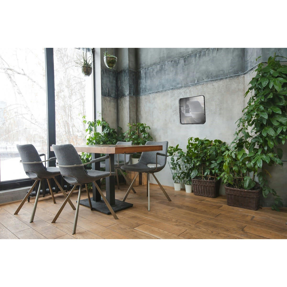 - Miroir filaire métal fin carré noir 60x60cm