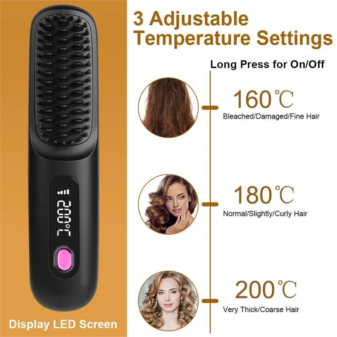 SPETLEK Cordless Fast Heating Hair Straightening Brush Portable