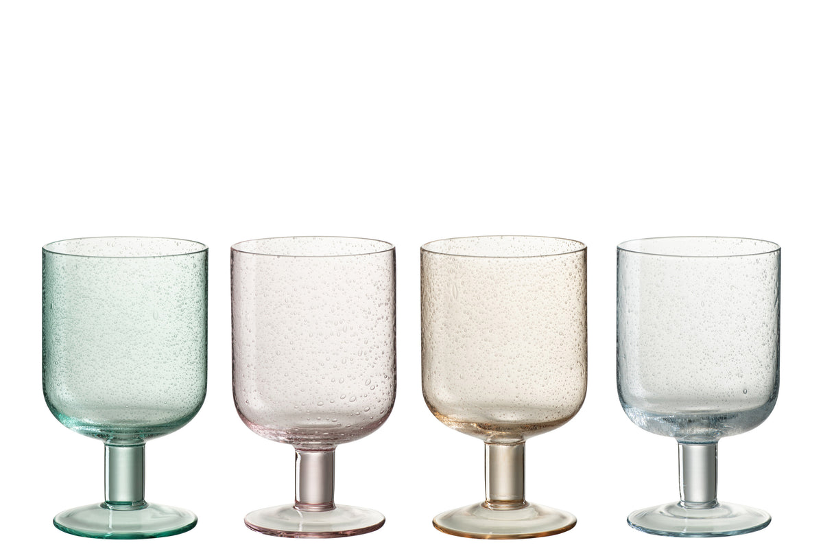 J-Line wijnglas Tommy - glas - mix - 4 stuks