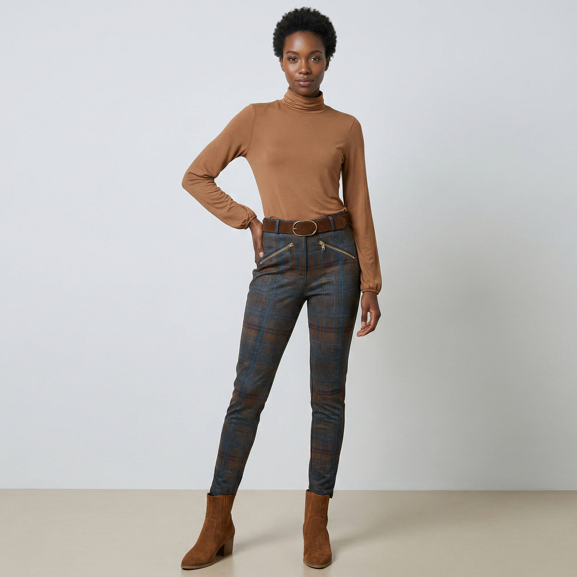 Sous-pull uni col roulé stretch