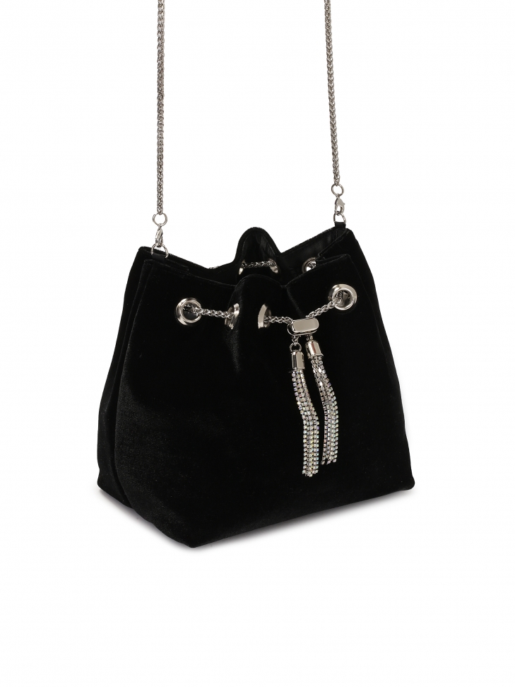 Black handbag made of soft material