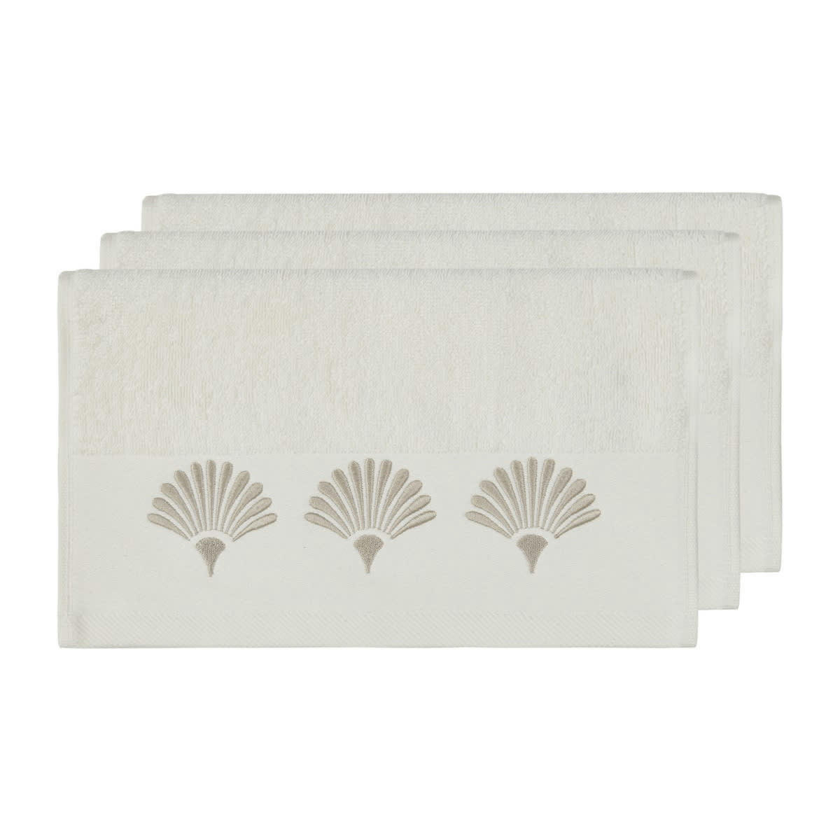 ALTA - Lot de 3 serviettes invité Ecru 30x50 cm