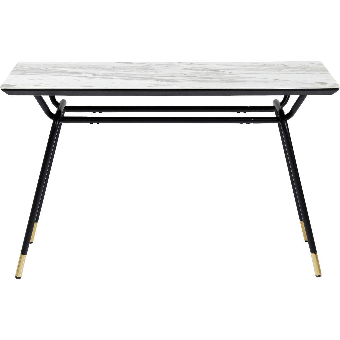 SOUTH BEACH - Console en verre effet marbre blanc et acier