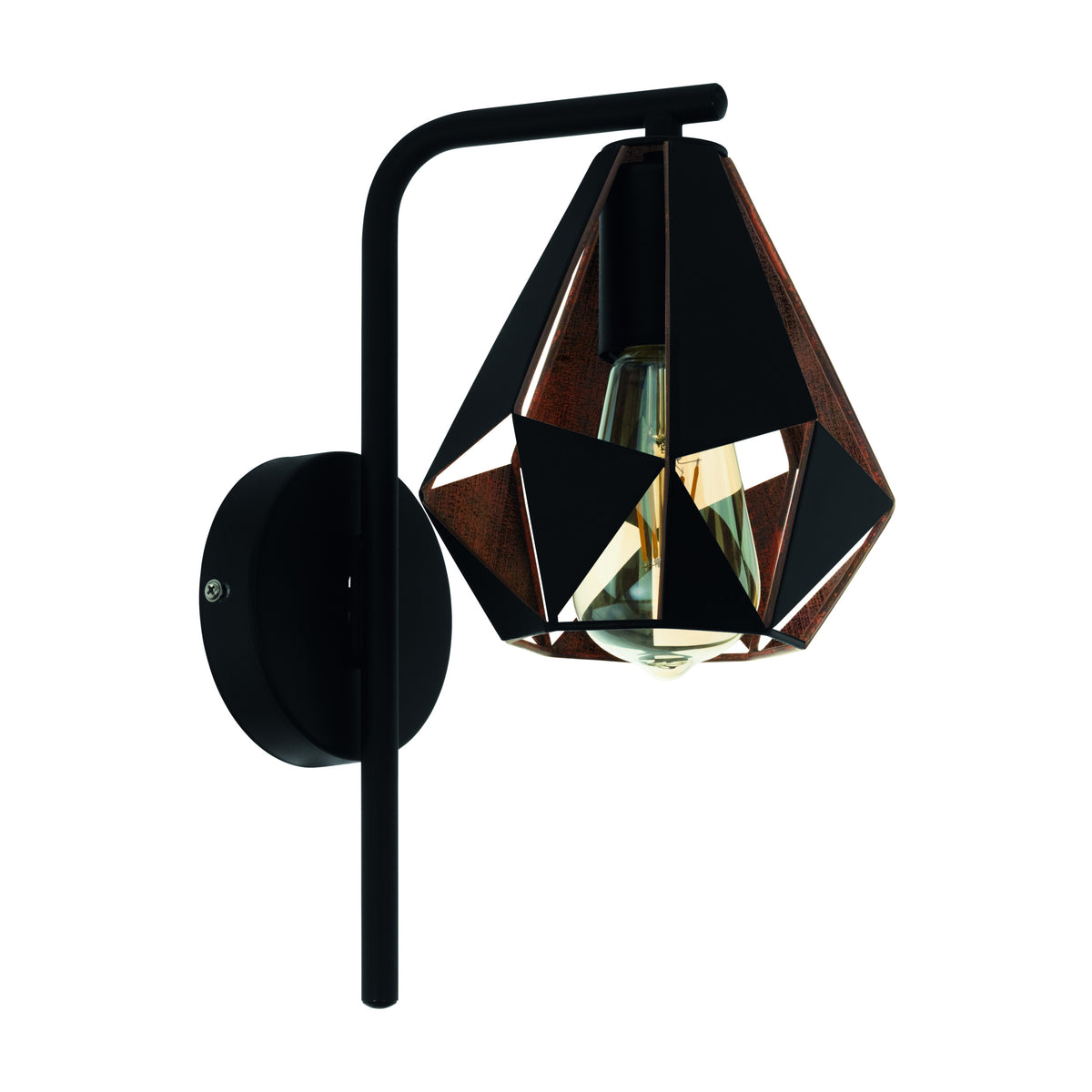 EGLO wandlamp Carlton 4 - e27 - 16 cm - zwart/koper