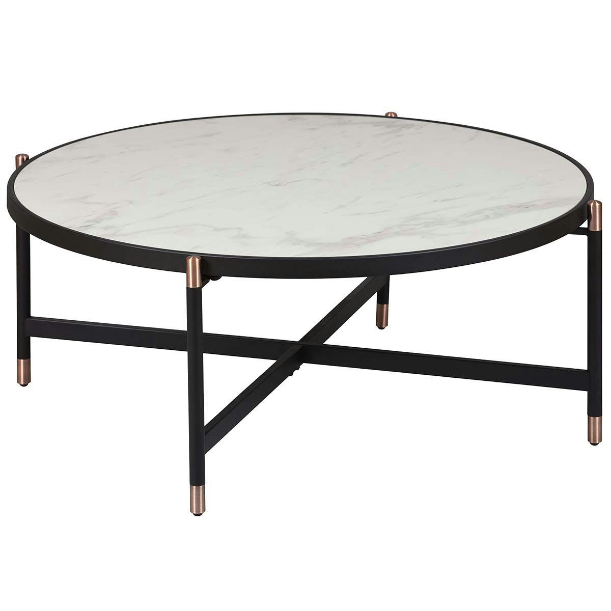 KOBREA - Table  basse ronde métal & céramique