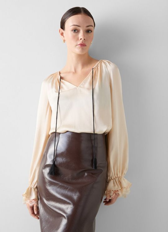 Willa Birch Ivory Textured Lace Blouse