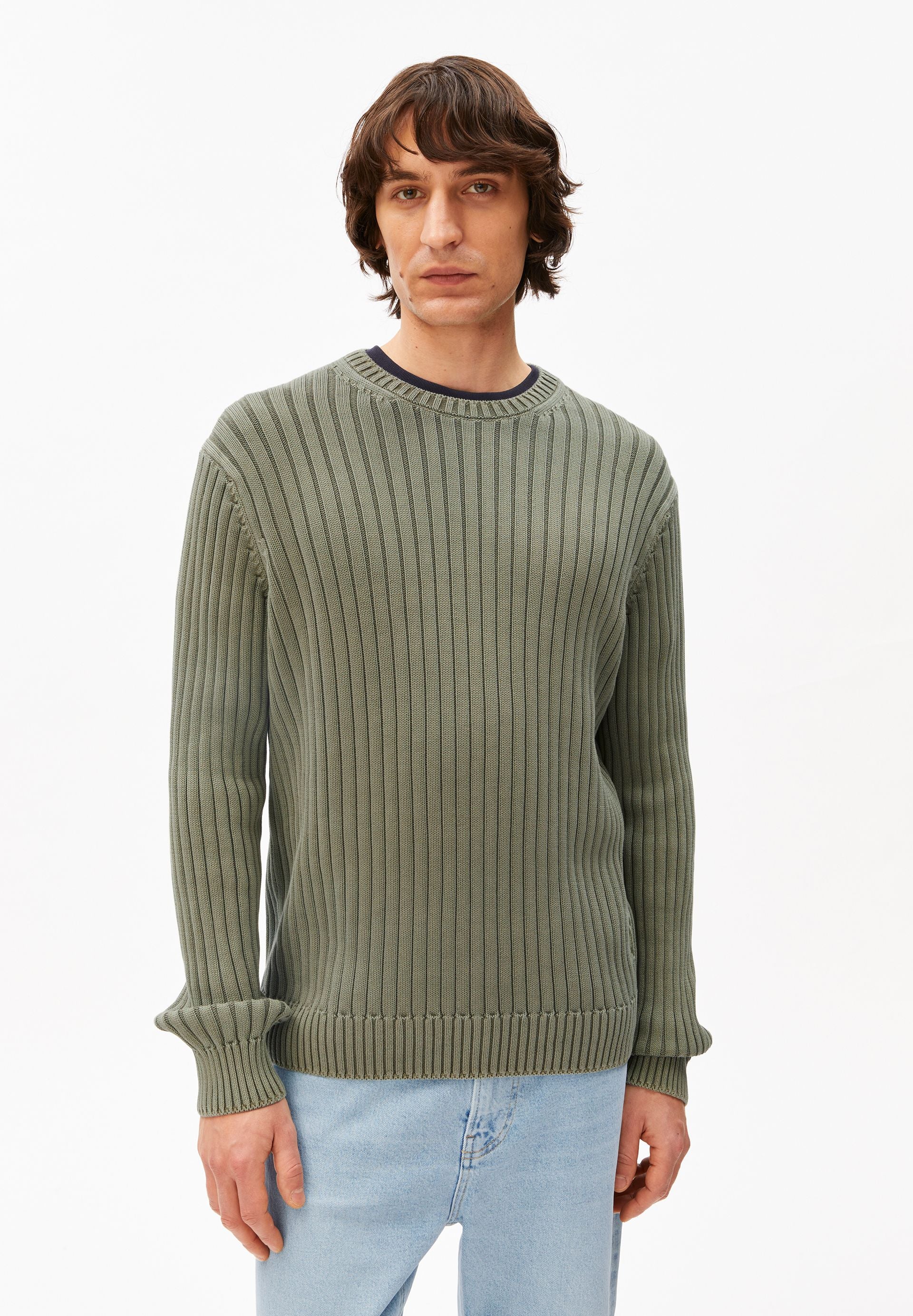 PIGMENT DYE RIPP-STRICKPULLOVER