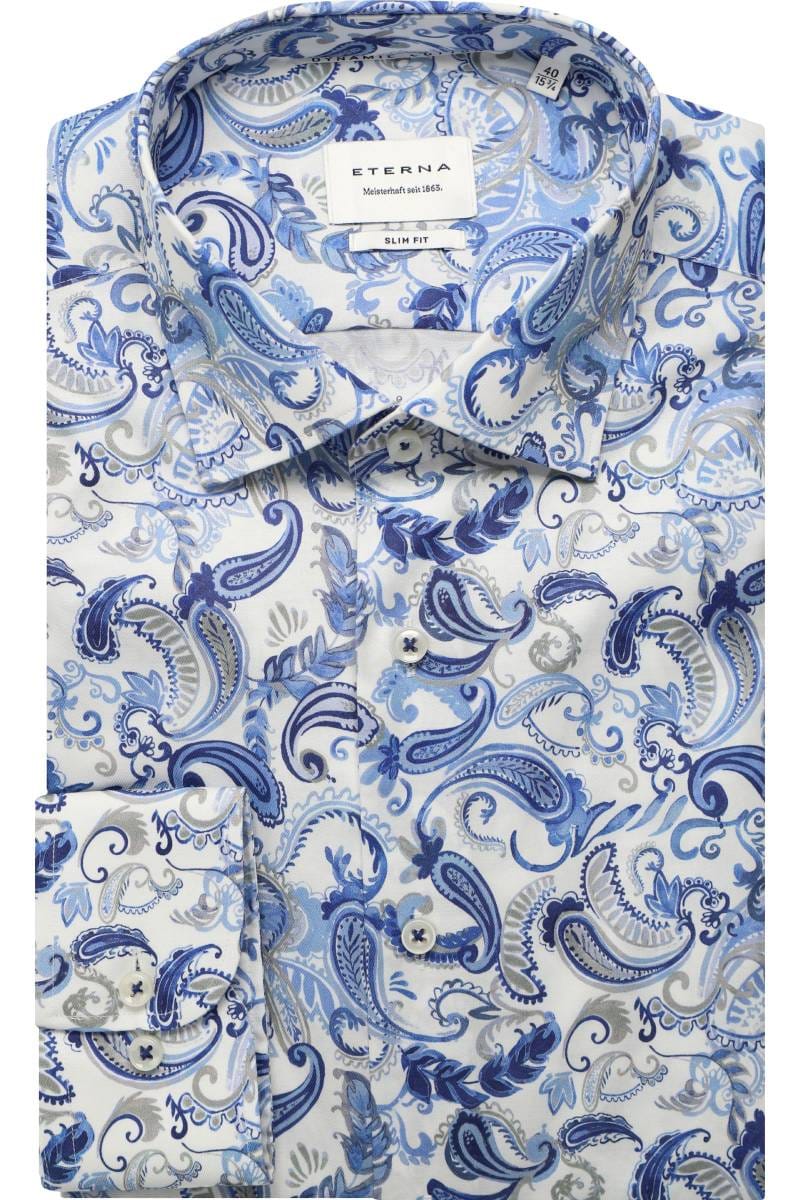 ETERNA Slim Fit Hemd blau, Bedruckt