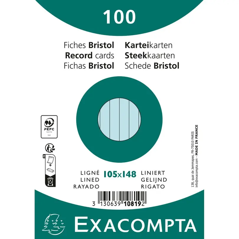 Karte 100er-Set Karteikarten