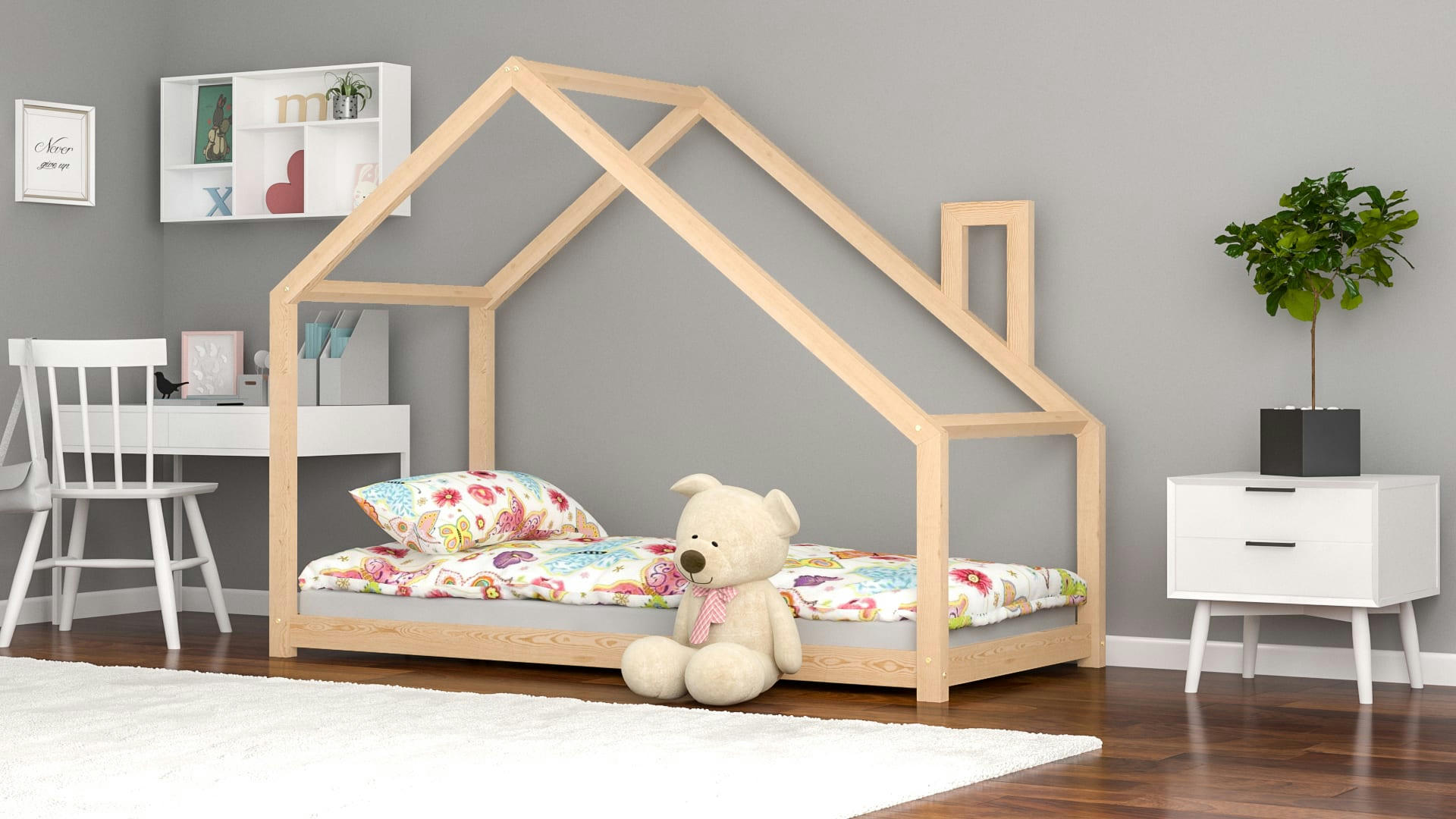 - Lit simple en pin massif 180x80 naturel