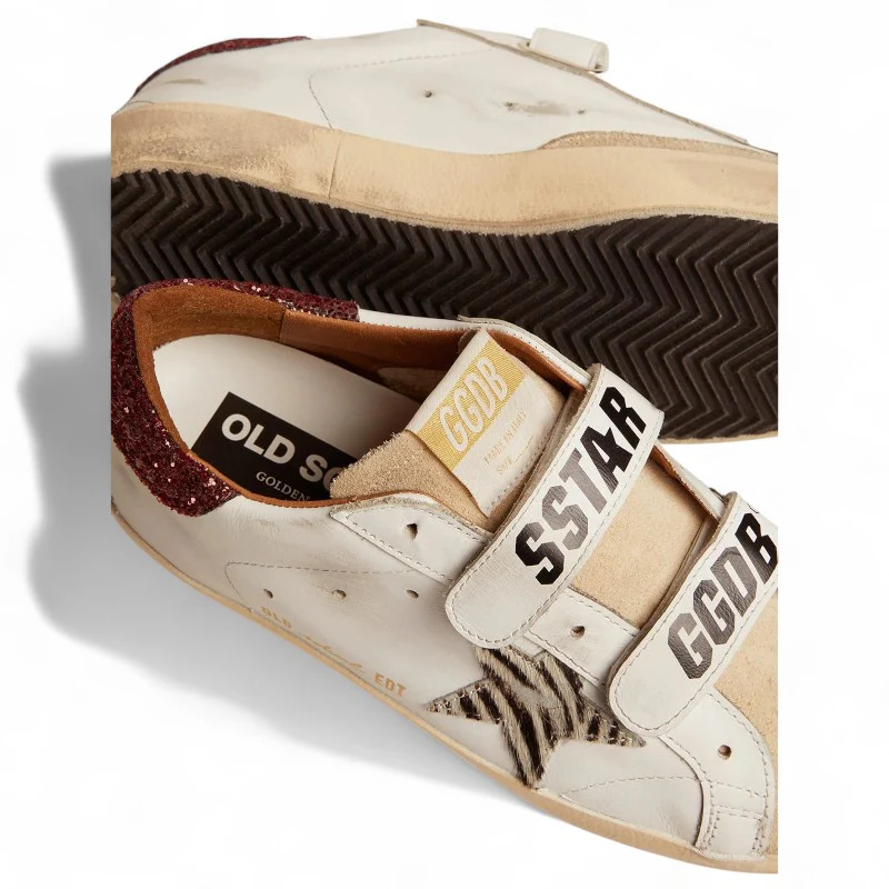 Old School sneakers with silver laminated leather star and dove-gray suede inserts