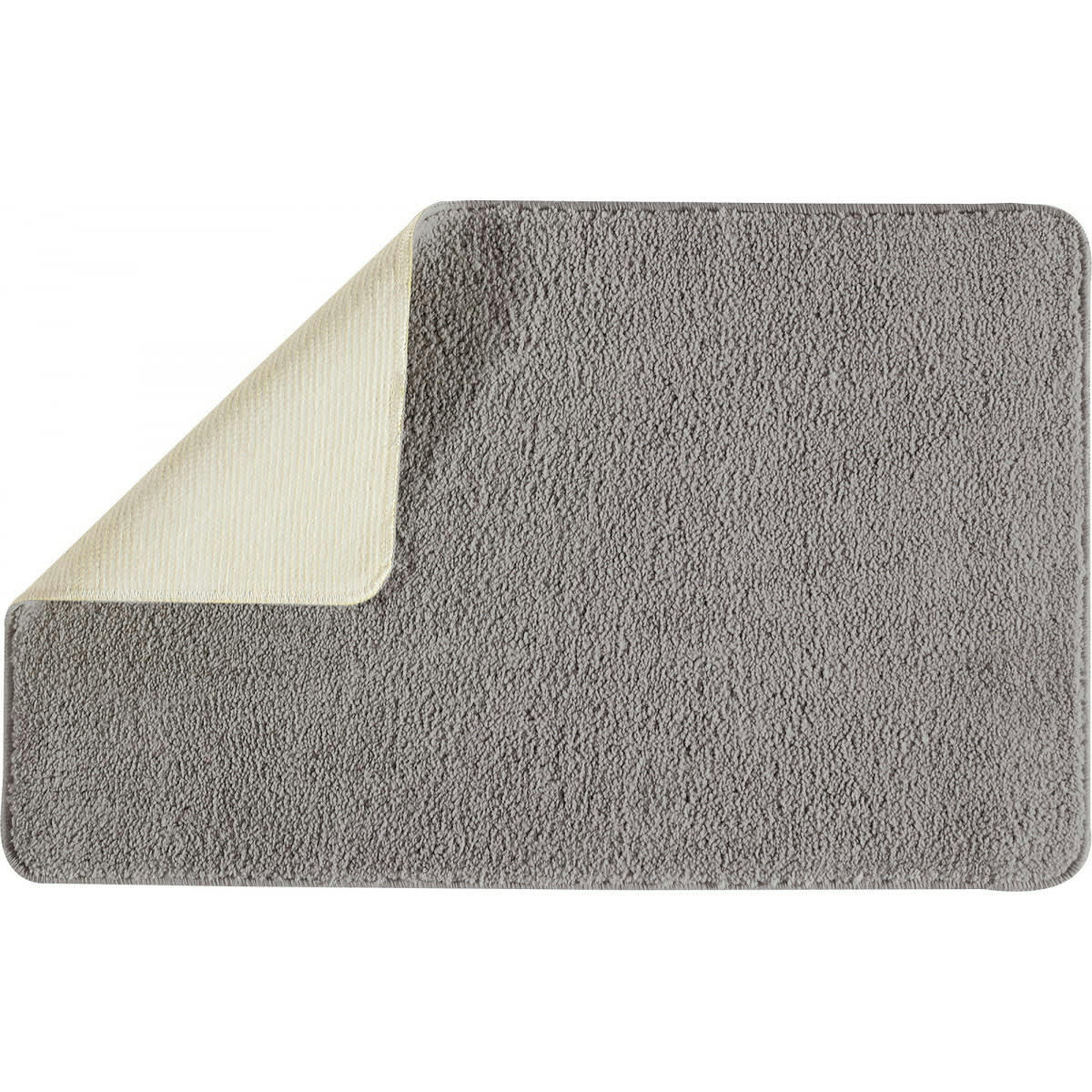 POLYNESIE - Tapis de bain en polyester uni gris 50x80cm