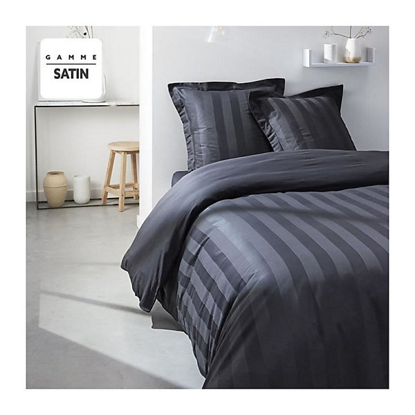 Parrure de lit TODAY Prestige - 240 x 260 cm - 2 personnes - 100% Satin de coton - Fusain