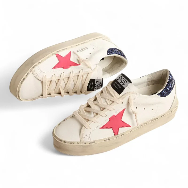 Hi Star sneakers with a fuchsia leather star and blue glitter heel tab