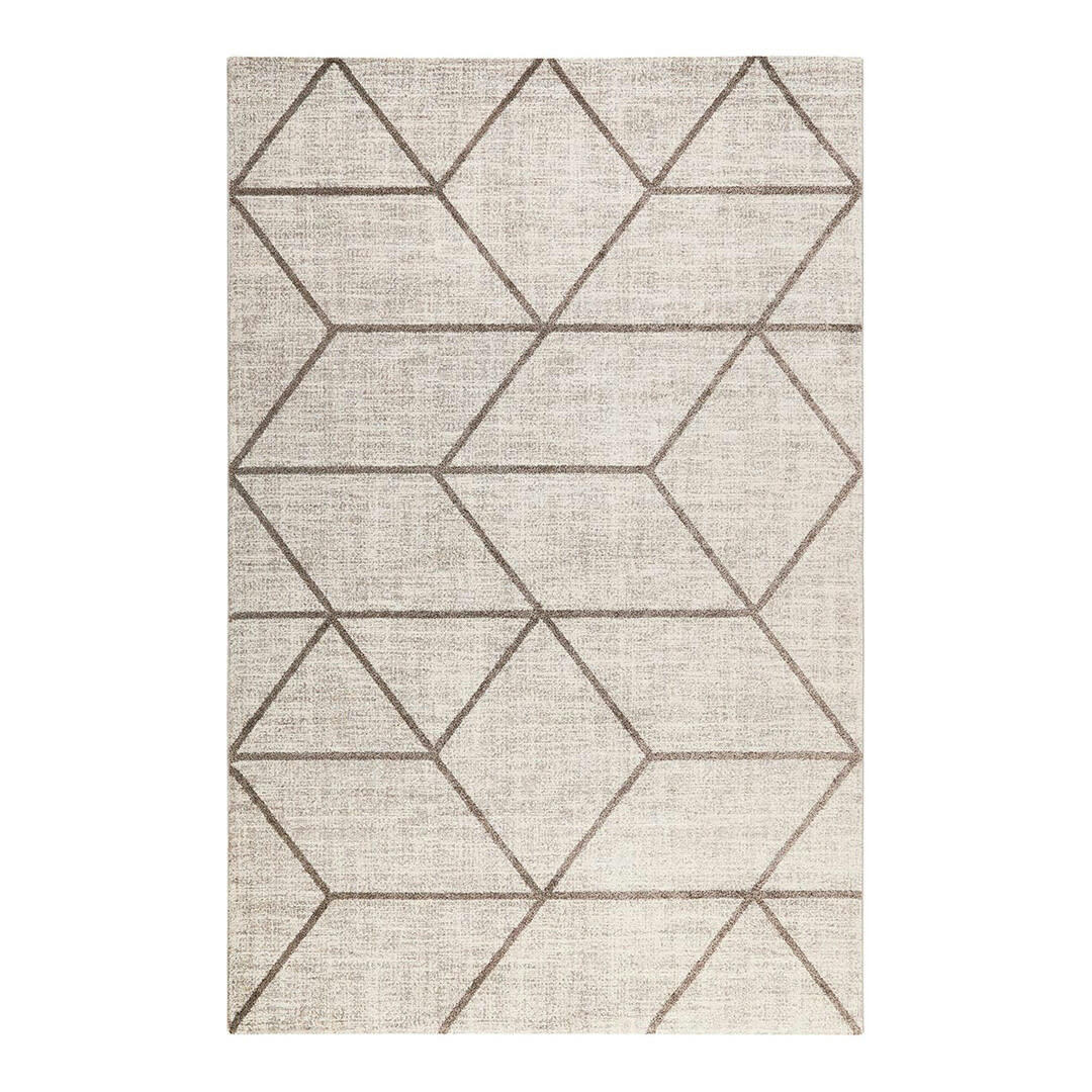 LOUNGE - Tapis géométrique design en polypropylène taupe 80x150