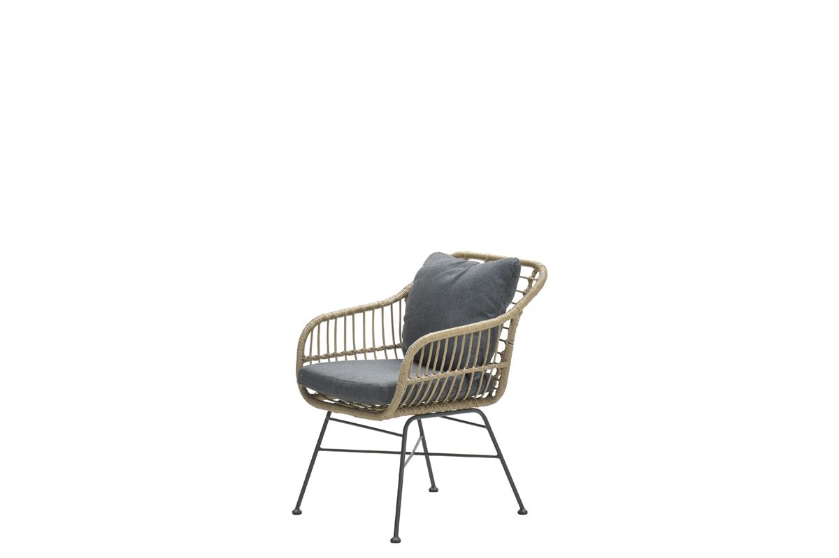Margriet dining fauteuil - carbon black - natural rotan - mystic grey