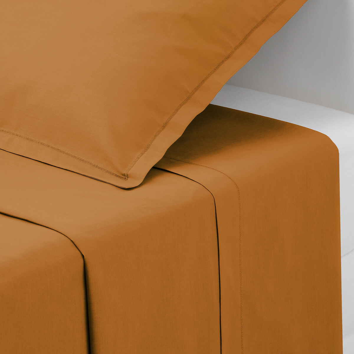 Cotton flat sheet Cumin yellow, 240x290 cm