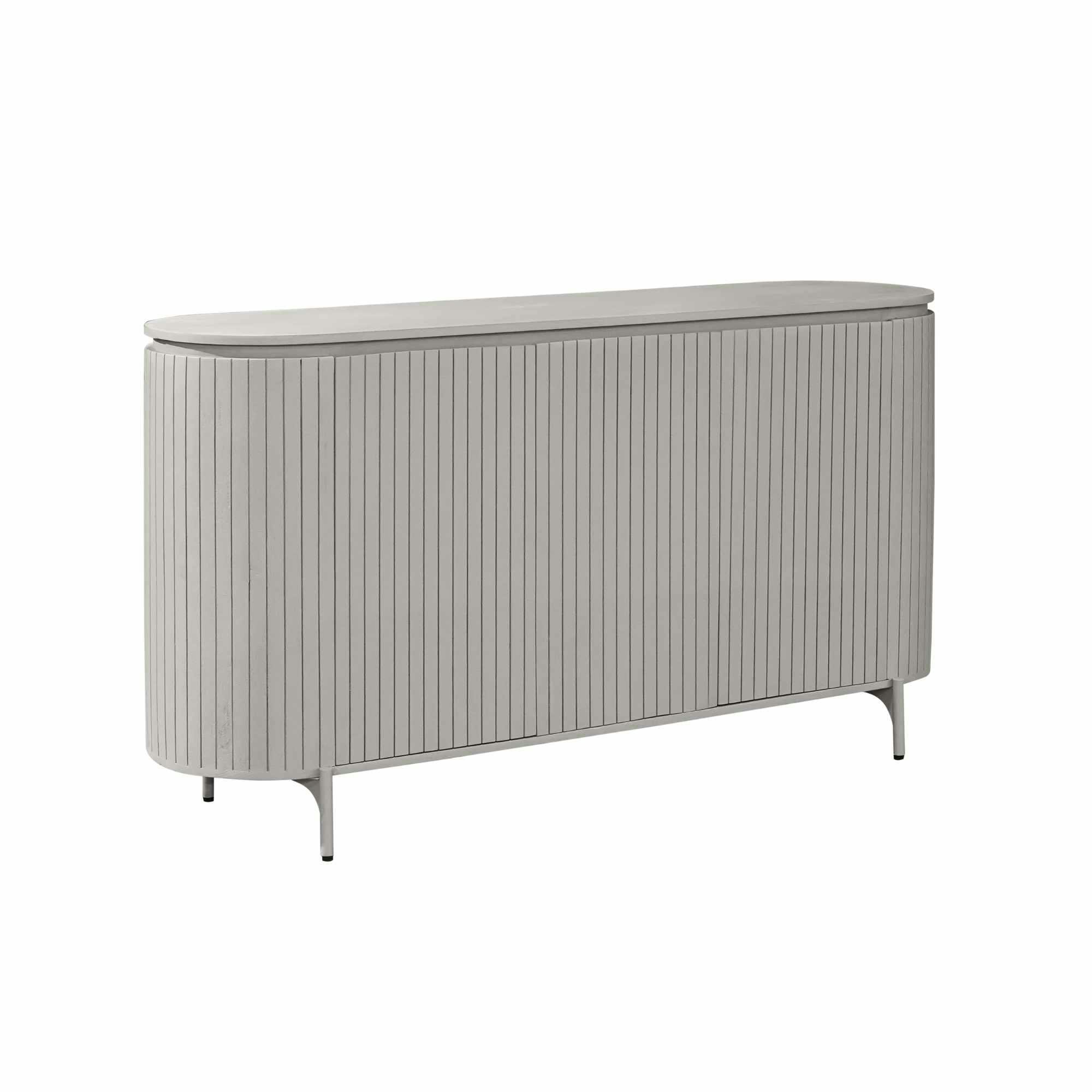 Buffet en bois gris rainuré ovale 3 portes CALERO