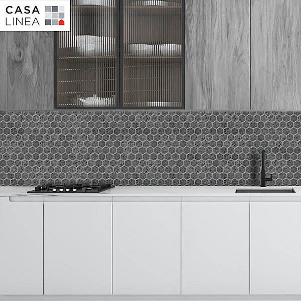 MOSAIQUE HEXAGONE TERRAZZO BLACK 1 PLAQUE 30,5 x 30,5 CM CASA LINEA