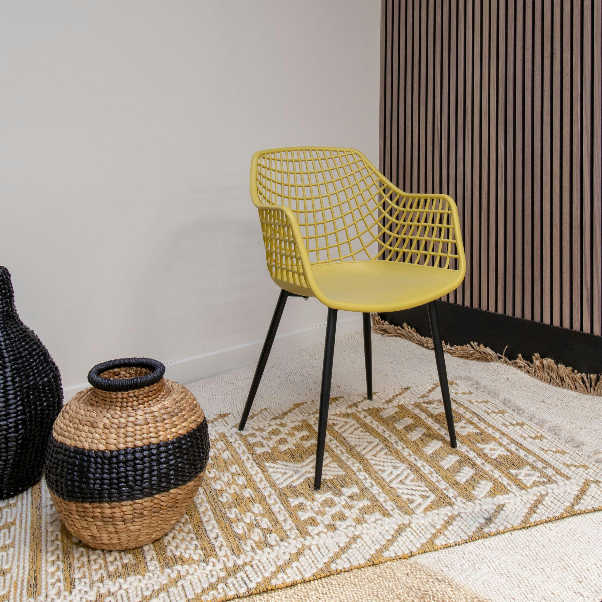 BRADLEY - Lot de 4 fauteuils de table en polypropylène jaune