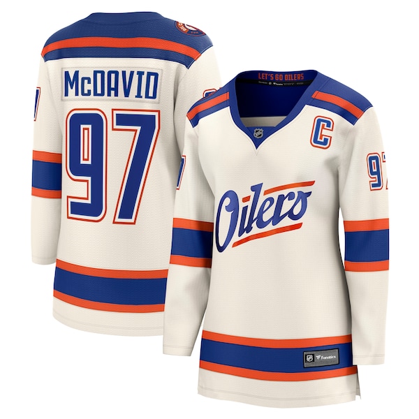 Connor McDavid Edmonton Oilers  Women's Alternate Breakaway Jersey - Light Beige/Royal
